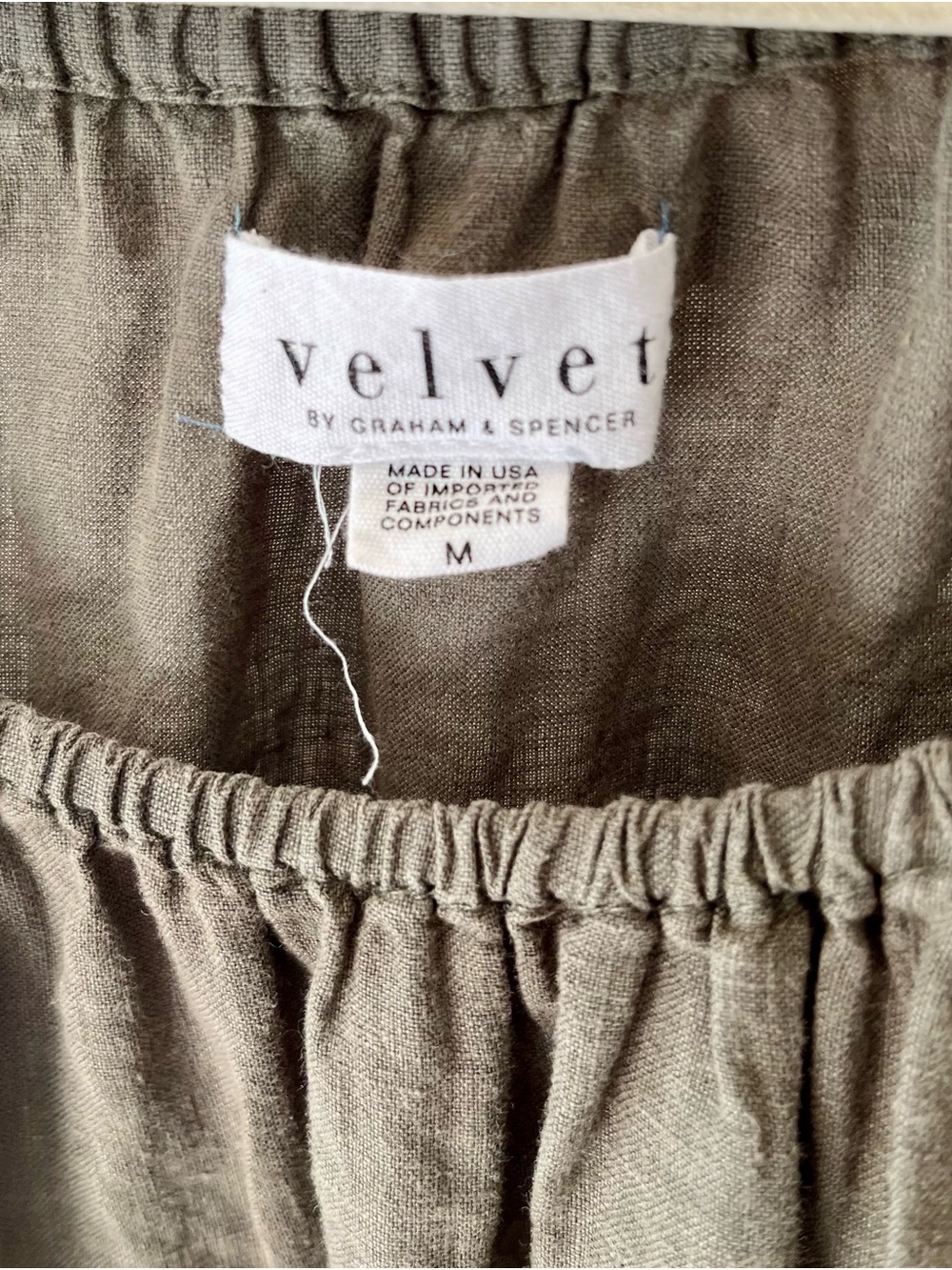 Velvet Olive Green Petal Sleeve Linen Top - Picture 2 of 6